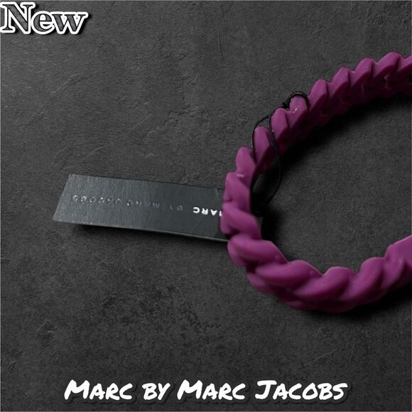 New NWT Marc By Marc Jacobs PLUM Standard Supply Braided Silicone Bracelet - Picture 4 of 5